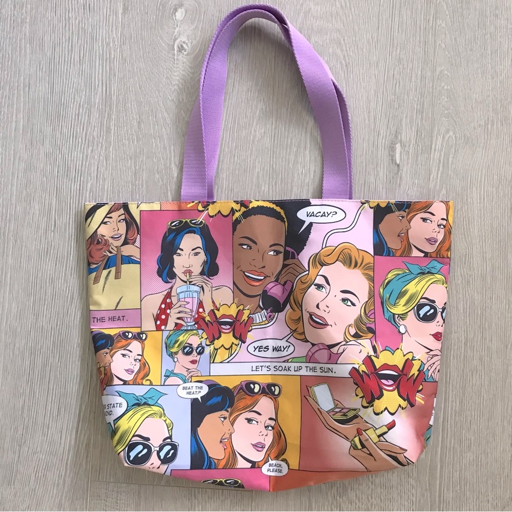 LIMITED EDITION Estee Lauder Pop Art Retro Comic Reversible Beach Tote Bag NWOT
